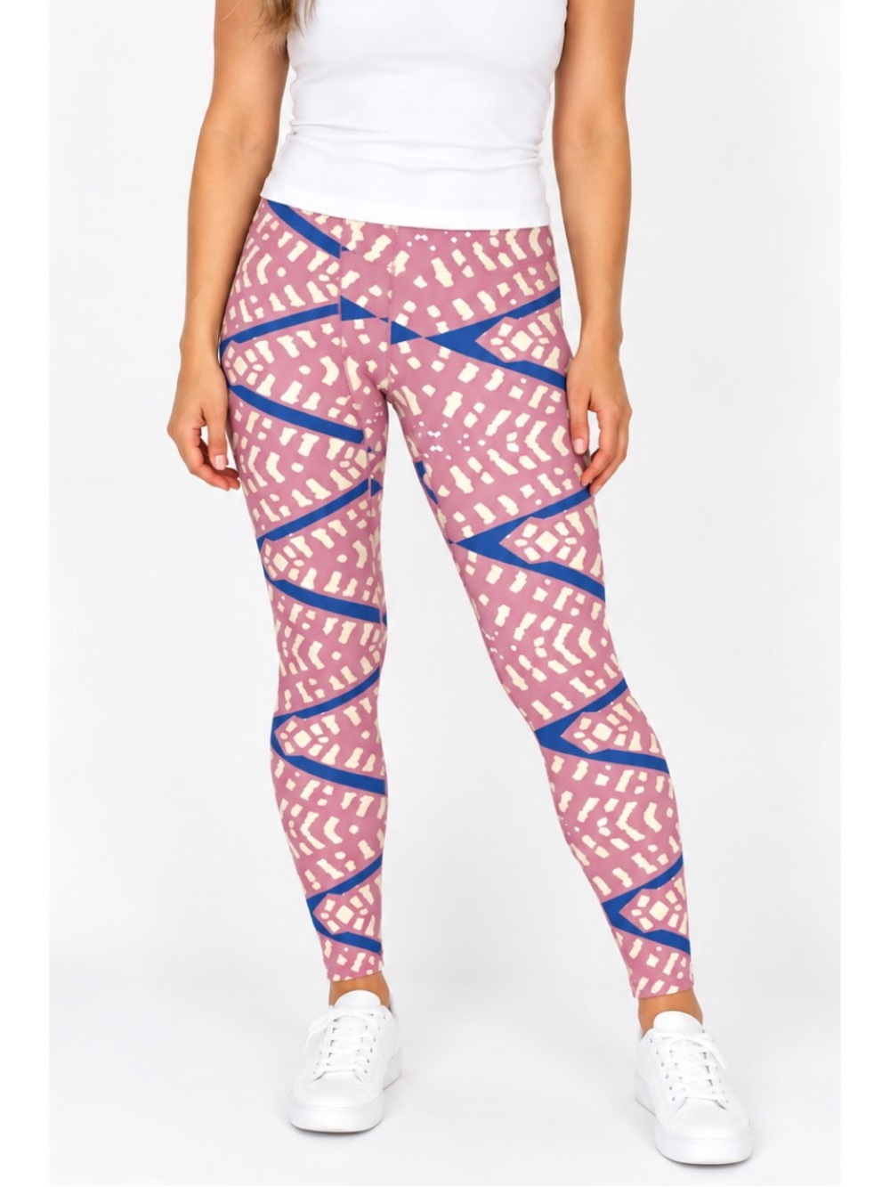 LuLaroe Geometric Pink & Blue Print Leggings size TC (12-18)